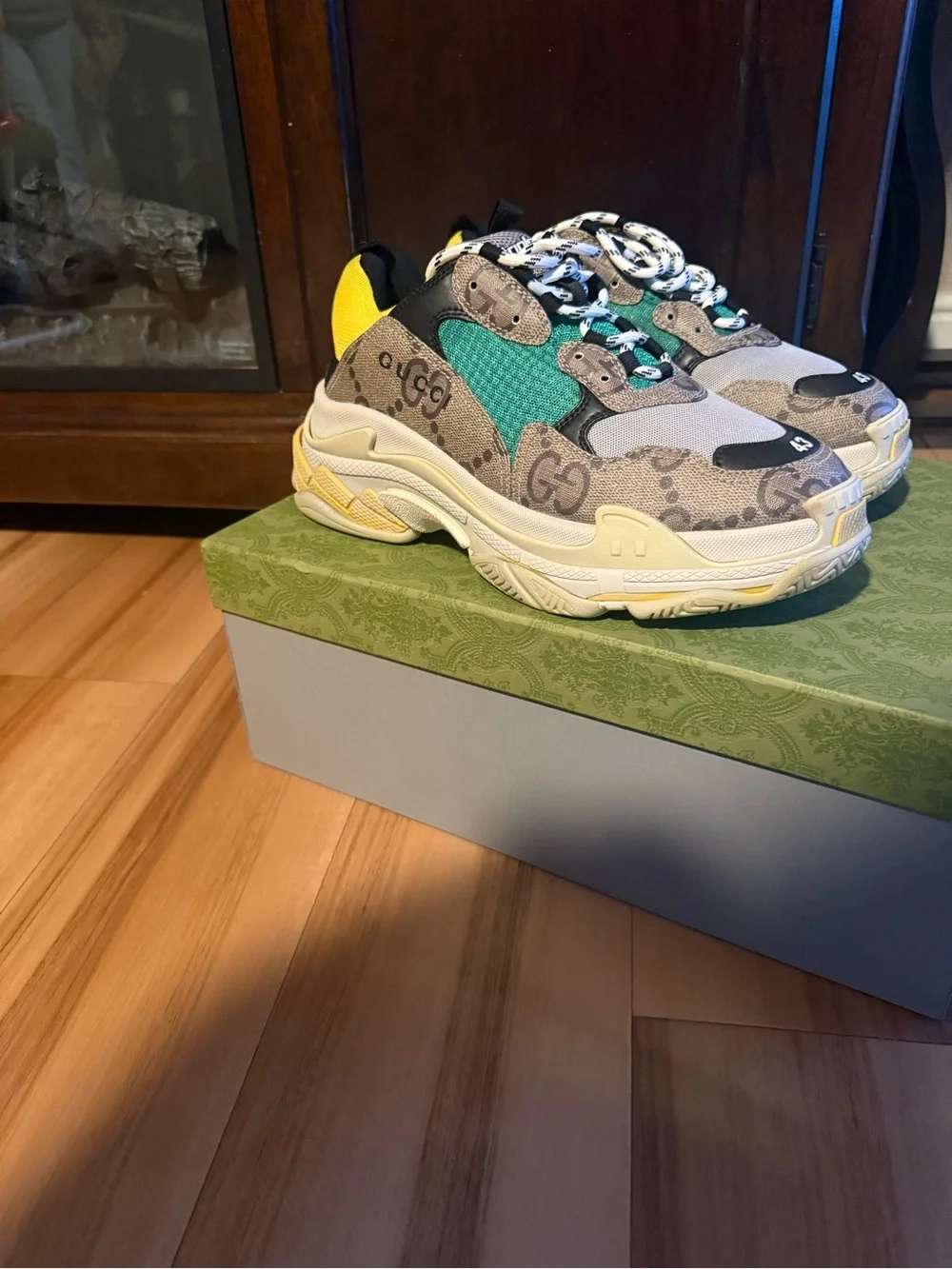New In Original Box Balenciaga Gucci X Hacker Project Triple S Sneakers Size 43